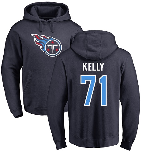 Tennessee Titans Men Navy Blue Dennis Kelly Name and Number Logo NFL Football 71 Pullover Hoodie Sweatshirts